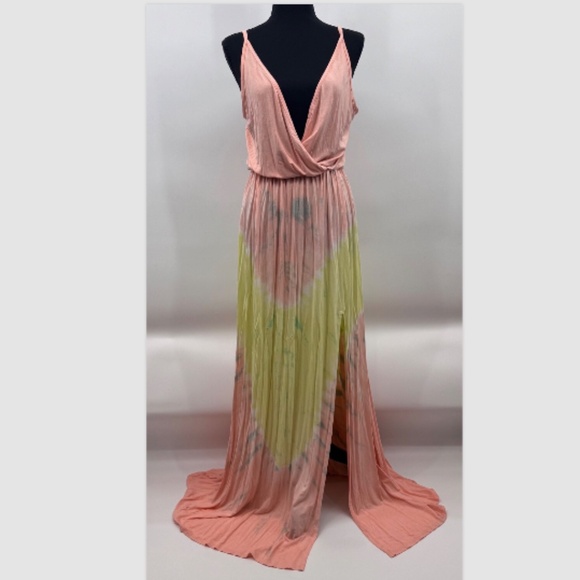 Go Couture Dress Women Medium NEW Peach Tie Dye Maxi Sleeveless Summer Boho - Picture 1 of 12